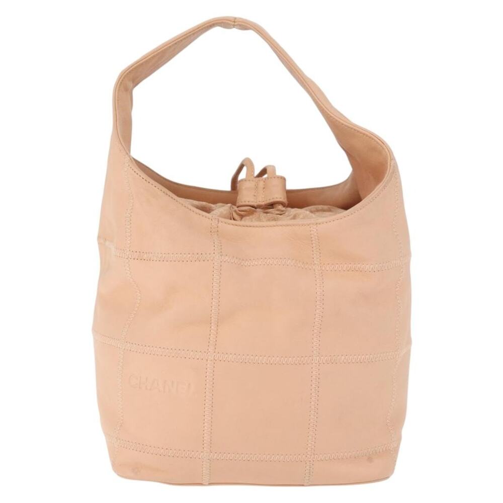 Chanel Leather Choco Bar Handbag Beige